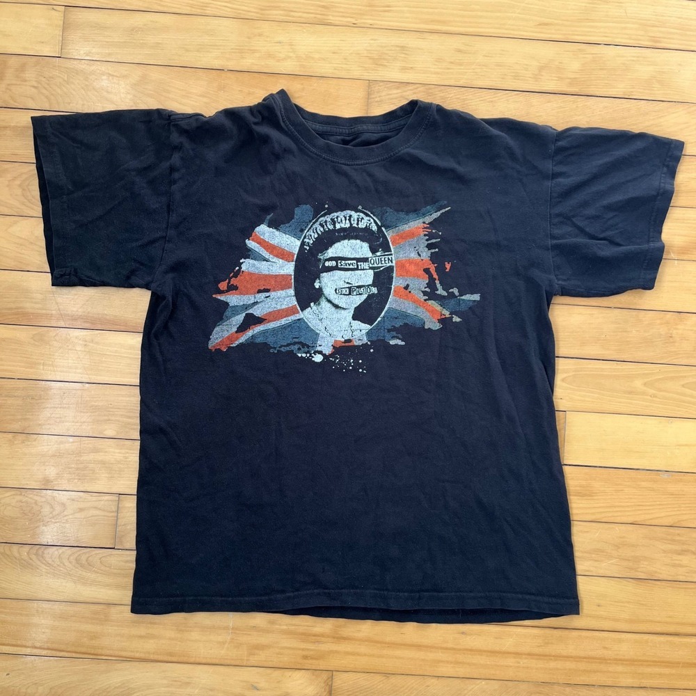 Vtg Sex Pistols God Save the Queen Band T-Shirt Black Graphic Tee Mens Medium M